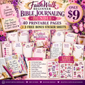 Beginner Bible Journaling Kit – 40 Printable Pages + 3 Bonus Sticker Sheets