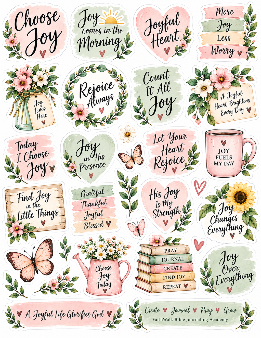 Beginner Bible Journaling Kit – 40 Printable Pages + 3 Bonus Sticker Sheets