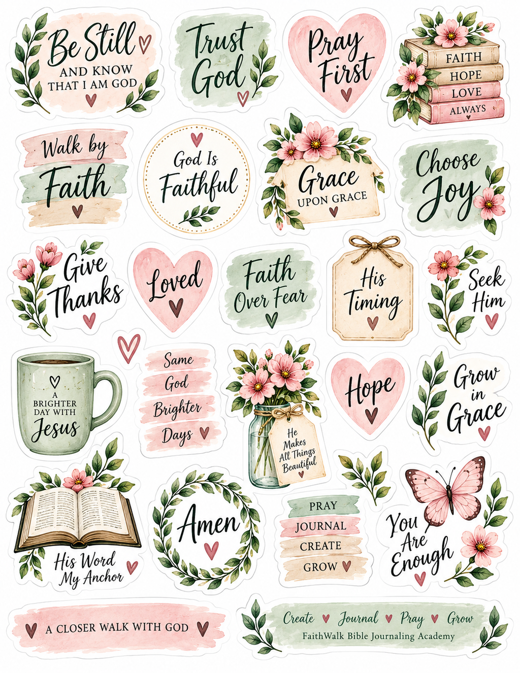 Beginner Bible Journaling Kit – 40 Printable Pages + 3 Bonus Sticker Sheets