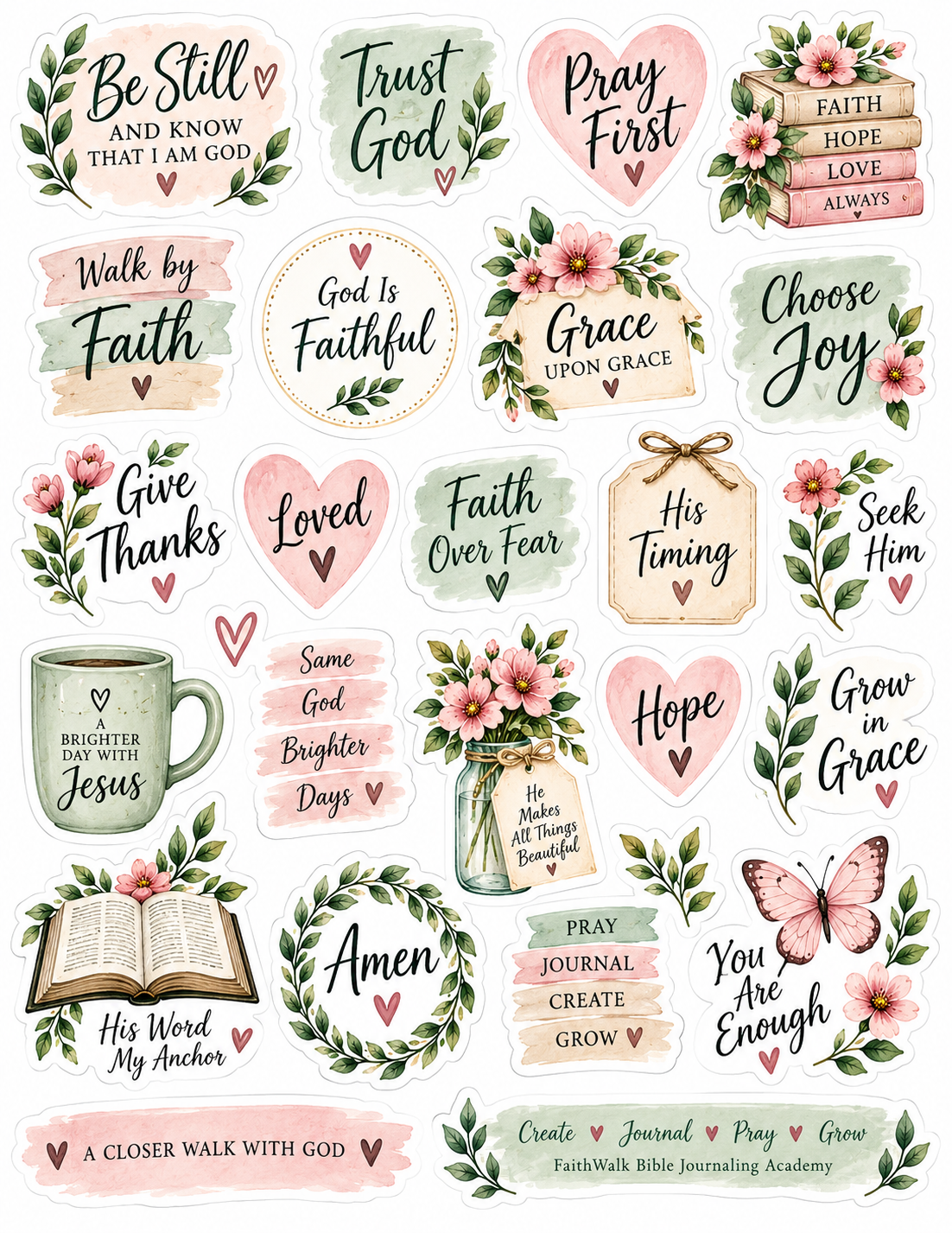 Beginner Bible Journaling Kit – 40 Printable Pages + 3 Bonus Sticker Sheets